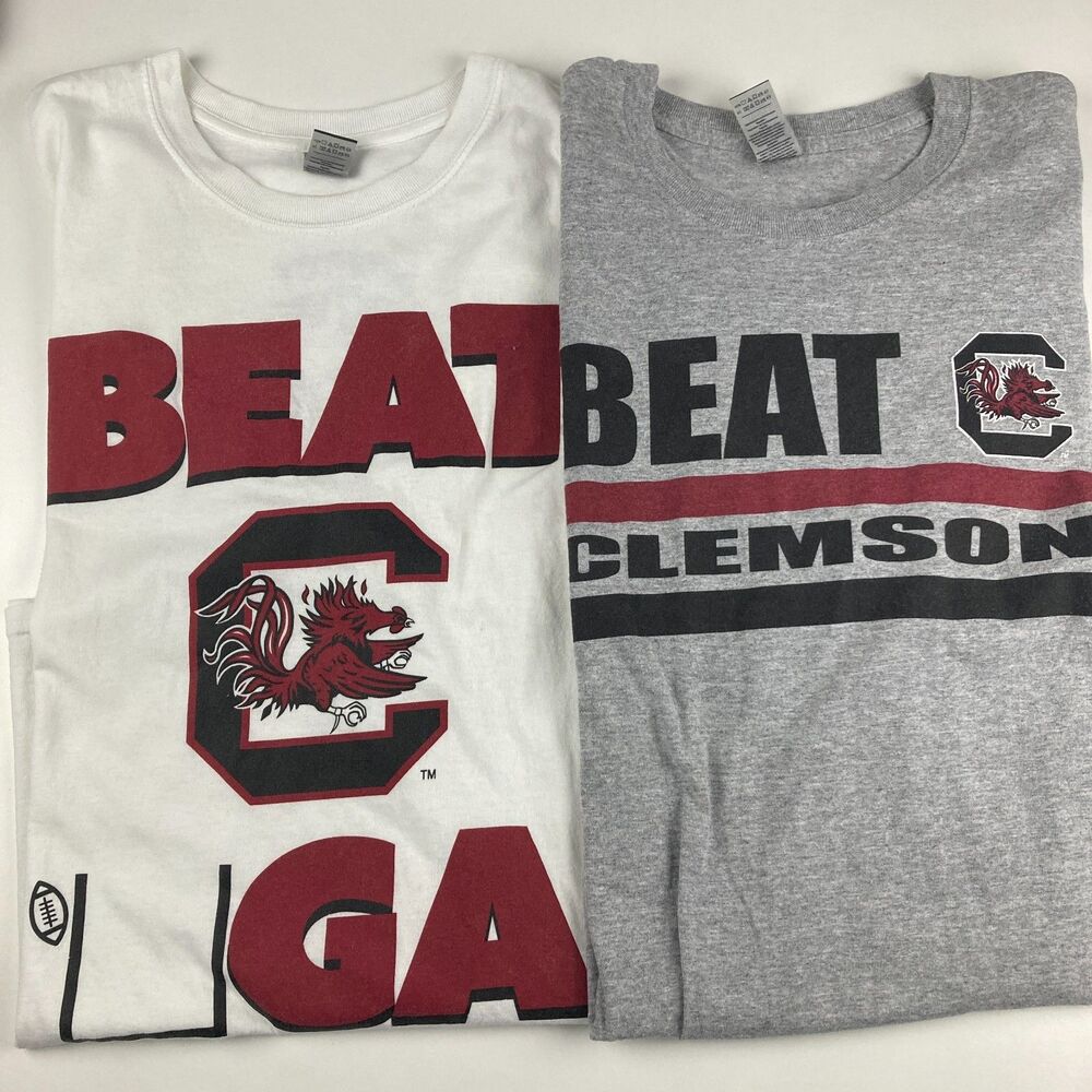 South Carolina Gamecocks Mens L T Shirt Lot 2 Beat Clemson UGA Football Gildan